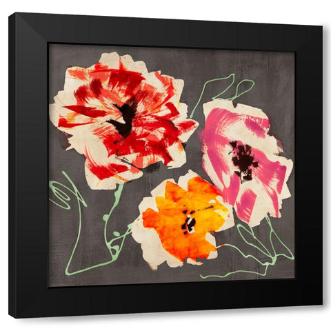 Neon Flowers I (detail) Black Modern Wood Framed Art Print by Parr, Kelly