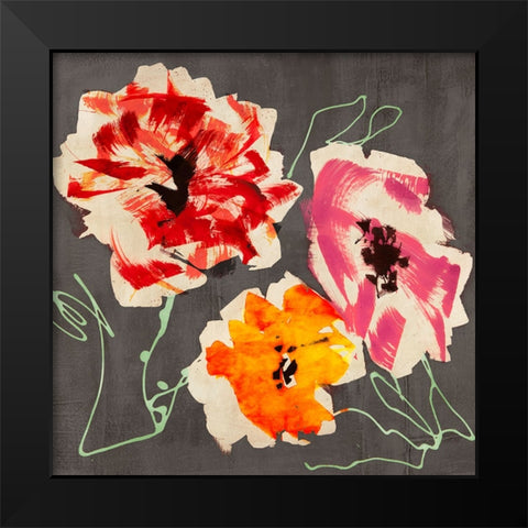 Neon Flowers I (detail) Black Modern Wood Framed Art Print by Parr, Kelly