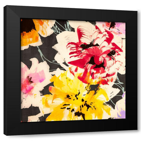 Neon Flowers II (detail) Black Modern Wood Framed Art Print with Double Matting by Parr, Kelly