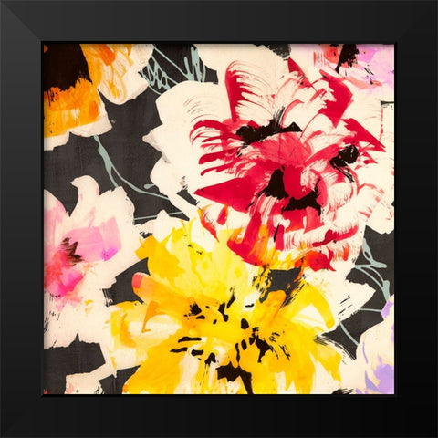 Neon Flowers II (detail) Black Modern Wood Framed Art Print by Parr, Kelly