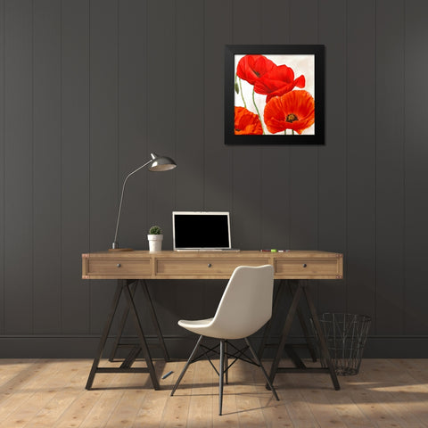 Poppies II Black Modern Wood Framed Art Print by Villa, Luca