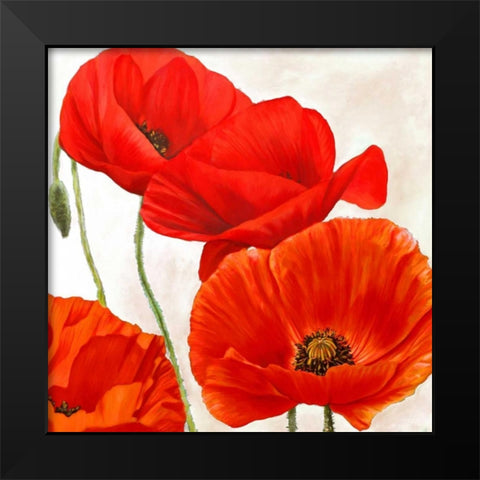 Poppies II Black Modern Wood Framed Art Print by Villa, Luca