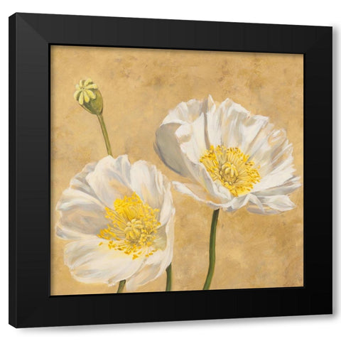 Poppies on Gold I Black Modern Wood Framed Art Print with Double Matting by Luca, Villa