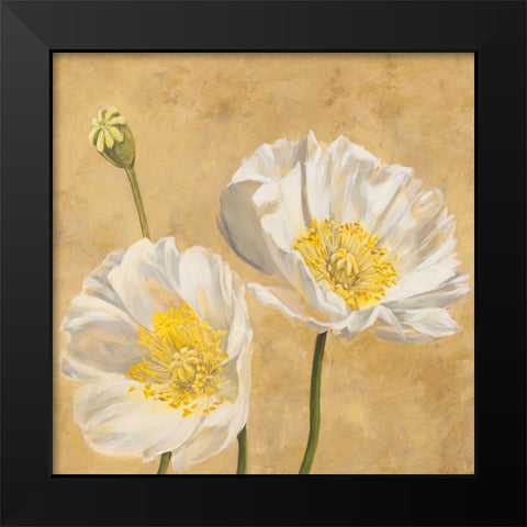 Poppies on Gold I Black Modern Wood Framed Art Print by Luca, Villa
