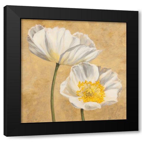 Poppies on Gold II Black Modern Wood Framed Art Print by Luca, Villa