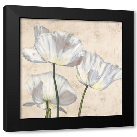 Poppies in White II Black Modern Wood Framed Art Print with Double Matting by Luca, Villa