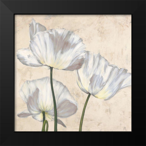 Poppies in White II Black Modern Wood Framed Art Print by Luca, Villa