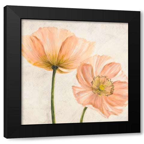 Poppies in Pink II Black Modern Wood Framed Art Print by Luca, Villa