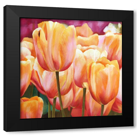 Spring Tulips I Black Modern Wood Framed Art Print with Double Matting by Villa, Luca