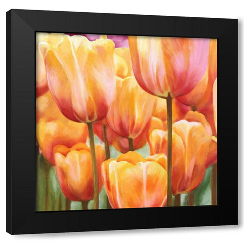 Spring Tulips II Black Modern Wood Framed Art Print with Double Matting by Villa, Luca