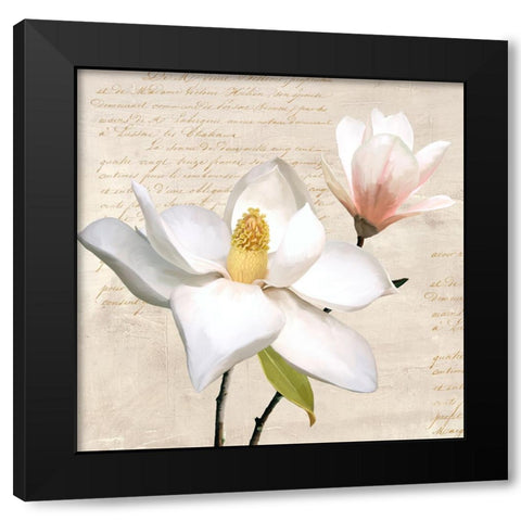 Ivory Magnolia_I Black Modern Wood Framed Art Print by Villa, Luca