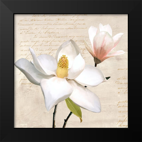 Ivory Magnolia_I Black Modern Wood Framed Art Print by Villa, Luca