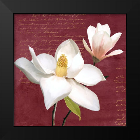 Burgundy Magnolia I Black Modern Wood Framed Art Print by Villa, Luca
