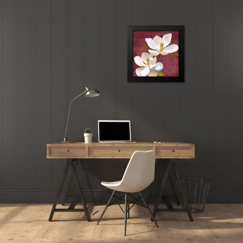 Burgundy Magnolia II Black Modern Wood Framed Art Print by Villa, Luca