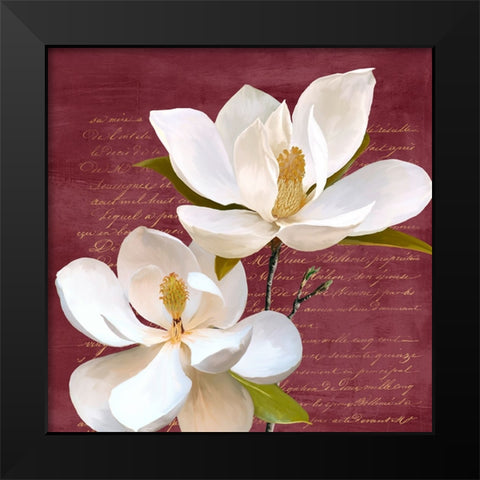 Burgundy Magnolia II Black Modern Wood Framed Art Print by Villa, Luca