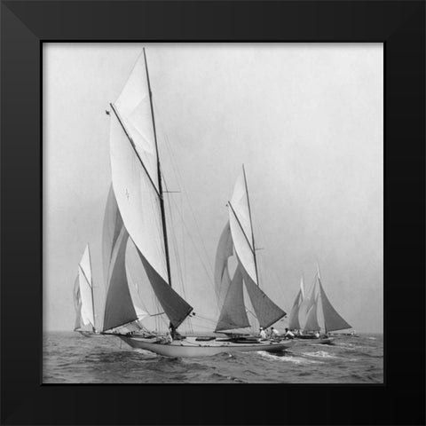 Sailboats Sailing Downwind 1920 Black Modern Wood Framed Art Print by Levick, Edwin
