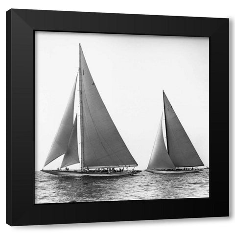 Sailboats in the Americas Cup 1934 Black Modern Wood Framed Art Print by Levick, Edwin