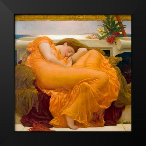 Flaming June Black Modern Wood Framed Art Print by Leighton, Frederic
