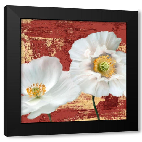 Washed Poppies (Red and Gold) I Black Modern Wood Framed Art Print with Double Matting by Sanna, Leonardo