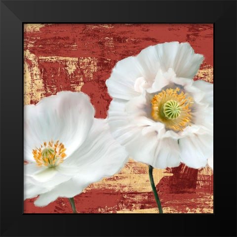 Washed Poppies (Red and Gold) I Black Modern Wood Framed Art Print by Sanna, Leonardo