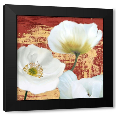 Washed Poppies (Red and Gold) II Black Modern Wood Framed Art Print with Double Matting by Sanna, Leonardo