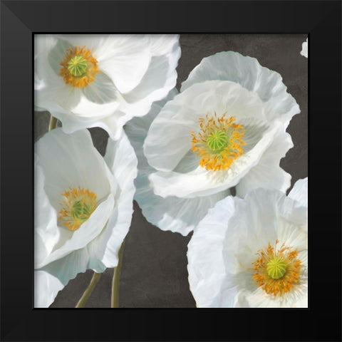 Poppies on Chalkboard I Black Modern Wood Framed Art Print by Leonardo, Sanna