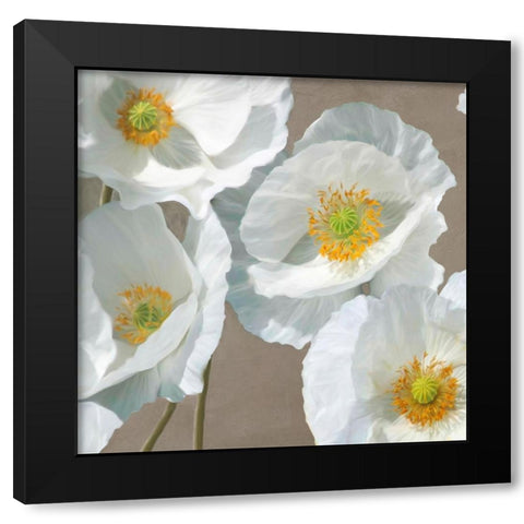 Poppies on Taupe I Black Modern Wood Framed Art Print by Leonardo, Sanna
