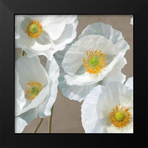 Poppies on Taupe I Black Modern Wood Framed Art Print by Leonardo, Sanna
