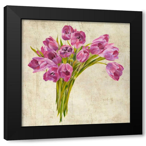 Bouquet de Tulipes Black Modern Wood Framed Art Print with Double Matting by Sanna, Leonardo