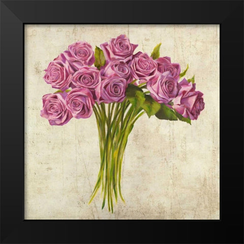 Bouquet de Roses Black Modern Wood Framed Art Print by Sanna, Leonardo