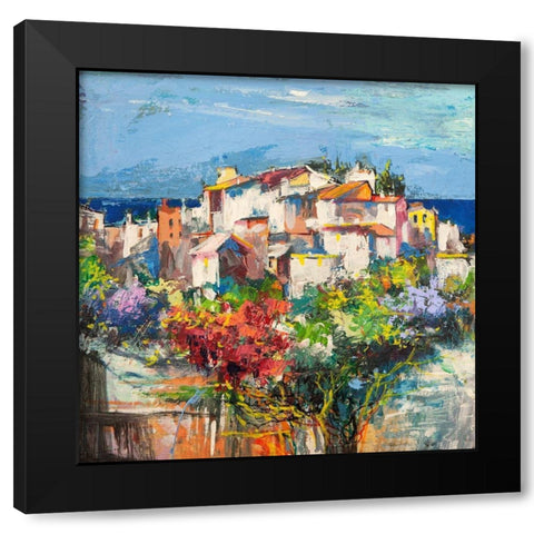Borgo sul mare I Black Modern Wood Framed Art Print by Florio, Luigi