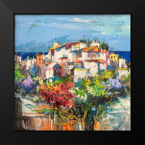 Borgo sul mare I Black Modern Wood Framed Art Print by Florio, Luigi