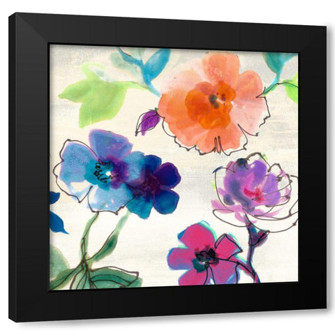 Flora II Black Modern Wood Framed Art Print with Double Matting by Michelle, Clair