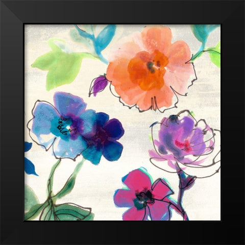 Flora II Black Modern Wood Framed Art Print by Michelle, Clair