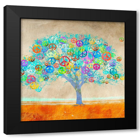 Tree of Peace (detail) Black Modern Wood Framed Art Print by Rodrigues, Malia