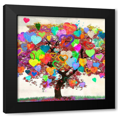 Tree of Love (detail) Black Modern Wood Framed Art Print by Rodrigues, Malia