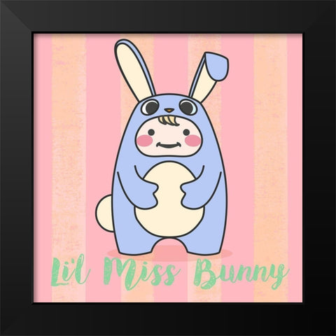 Lil Bunny Black Modern Wood Framed Art Print by Malia, Rodrigues