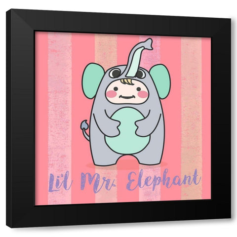 Lil Elephant Black Modern Wood Framed Art Print by Malia, Rodrigues