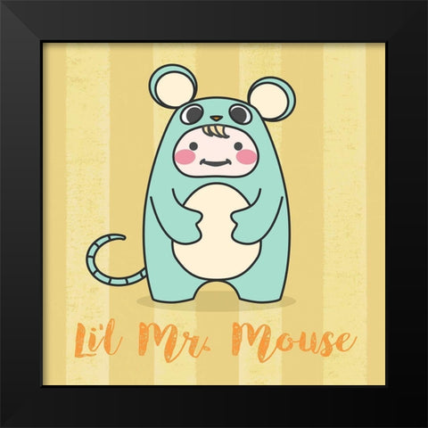 Lil Mouse Black Modern Wood Framed Art Print by Malia, Rodrigues
