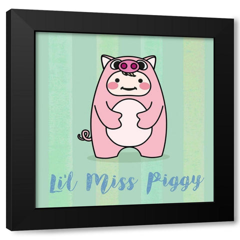 Lil Piggy Black Modern Wood Framed Art Print with Double Matting by Malia, Rodrigues