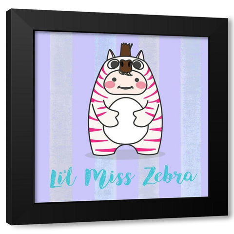 Lil Zebra Black Modern Wood Framed Art Print by Malia, Rodrigues