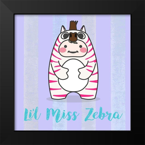 Lil Zebra Black Modern Wood Framed Art Print by Malia, Rodrigues