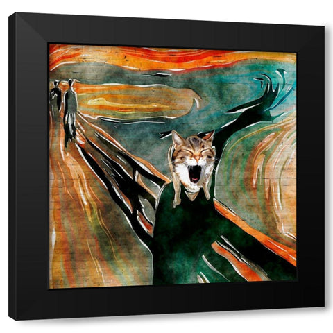 The Meow, Kansas City Black Modern Wood Framed Art Print by Masterfunk Collective