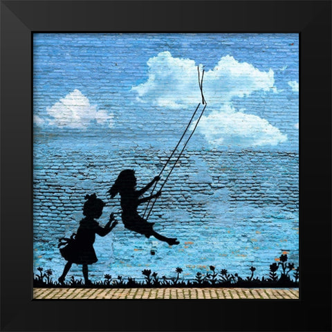 Play Free (detail) Black Modern Wood Framed Art Print by Masterfunk Collective
