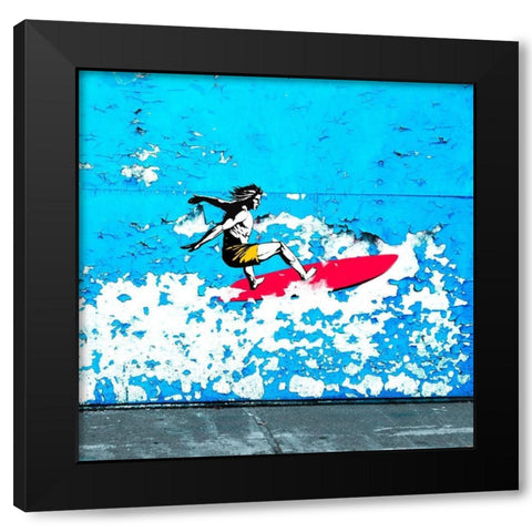 Off the Wall, Santa Cruz, CA (detail) Black Modern Wood Framed Art Print by Masterfunk Collective