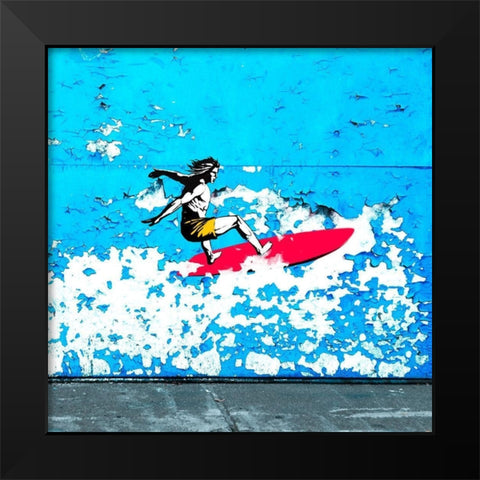 Off the Wall, Santa Cruz, CA (detail) Black Modern Wood Framed Art Print by Masterfunk Collective