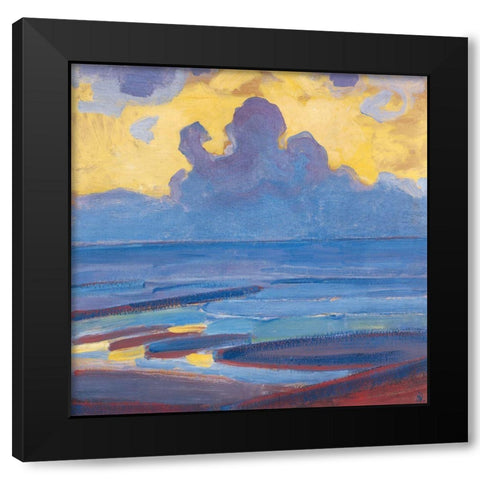 By the Sea Black Modern Wood Framed Art Print by Mondrian, Piet