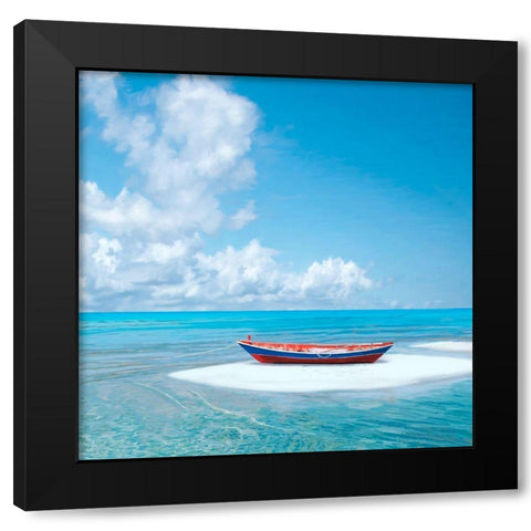 Barca sulla riva (detail) Black Modern Wood Framed Art Print with Double Matting by Marzi, Dario