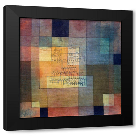 Polyphonic Architecture Black Modern Wood Framed Art Print with Double Matting by Klee, Paul