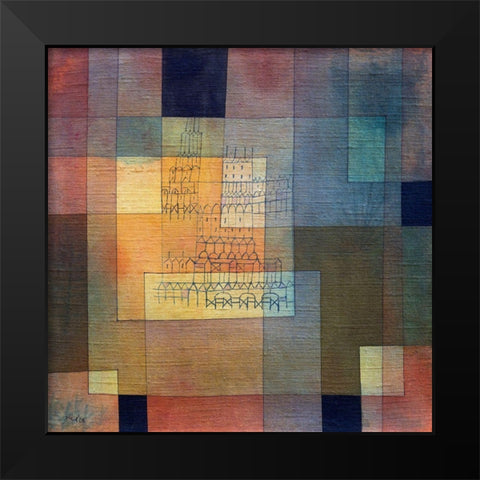 Polyphonic Architecture Black Modern Wood Framed Art Print by Klee, Paul